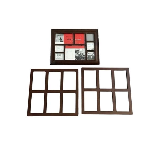 Vintage Set of 3 Decor Essentials Wooden Picture Frames Collage Style Brown